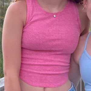 American Eagle Outfitters Pink Ribbed Tank Top